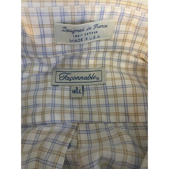 Faconnable Men's Button-Down Dress Shirt Cotton France - Size 15 1/2 L - Picture 2 of 8